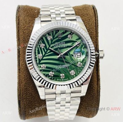 VRF Rolex Datejust 41mm A2836 Watch Mint Green Palm Jubilee Strap